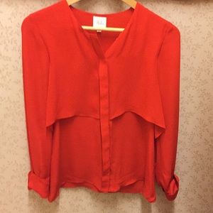 Parker silk red button down blouse